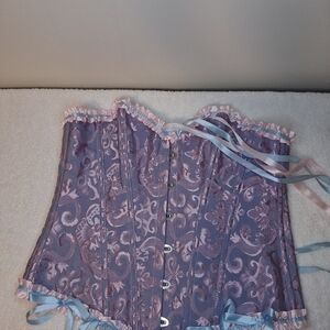 Elegant Purple Corset with Pink And Blue Accents